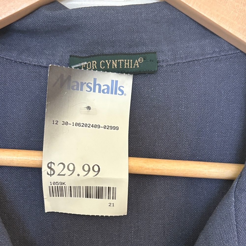 For Cynthia Navy Sleeveless Button-Front Midi Dress with Gathered Pockets - Picture 3 of 9